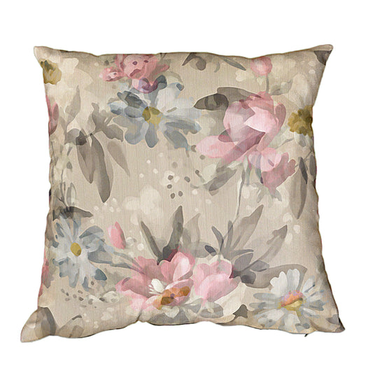 Pink and White Florals on Beige Luxury Scatter By Mark Van Vuuren