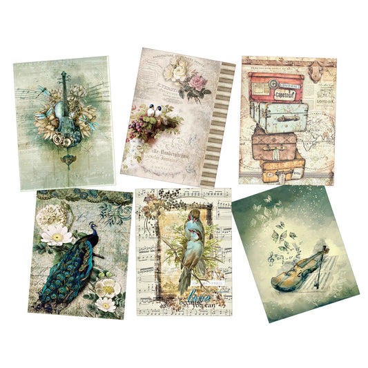 Decoupage Tear Resistant Transfers - Blue Ephemera A4 or A5