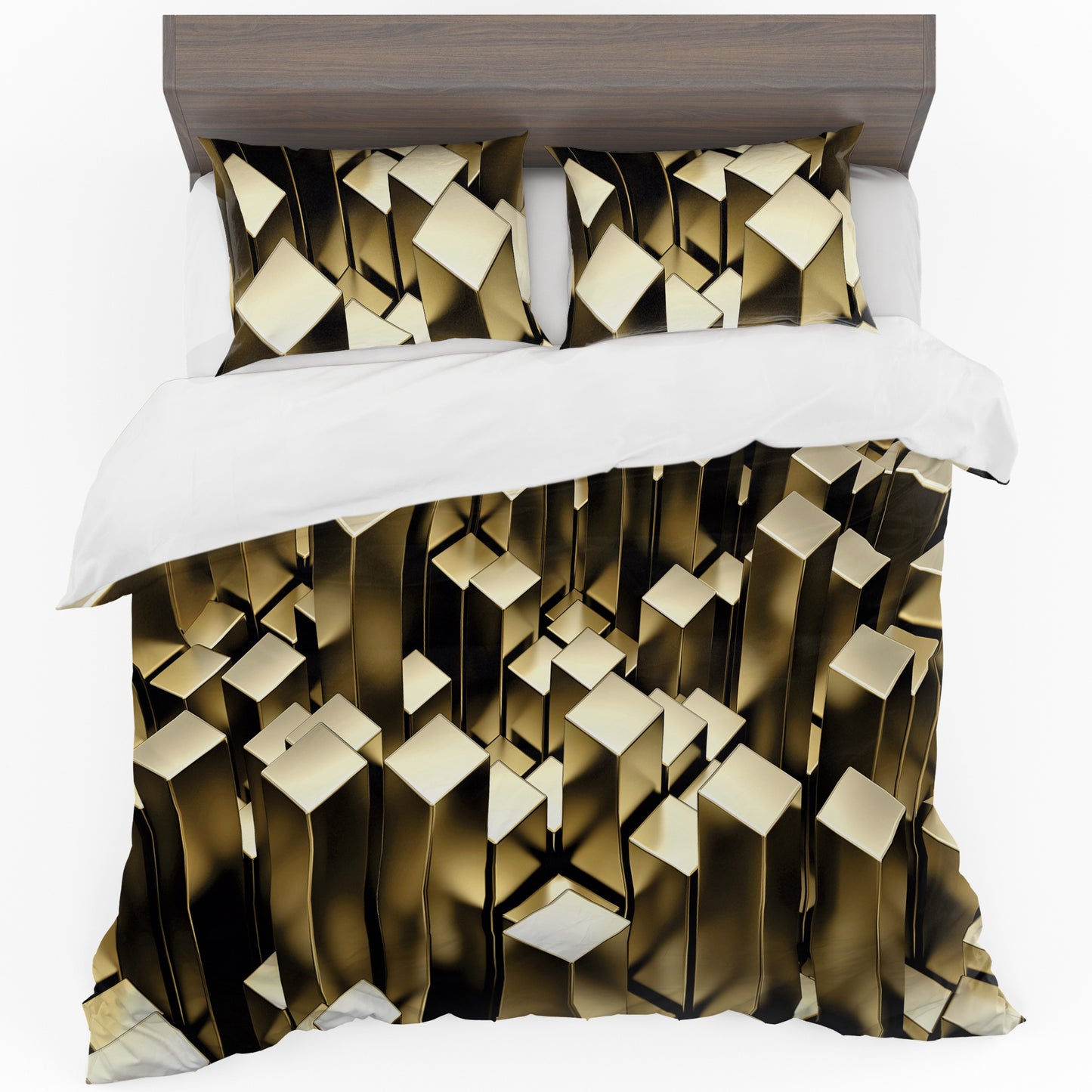 Abstract Gold Cubes Duvet Cover Set