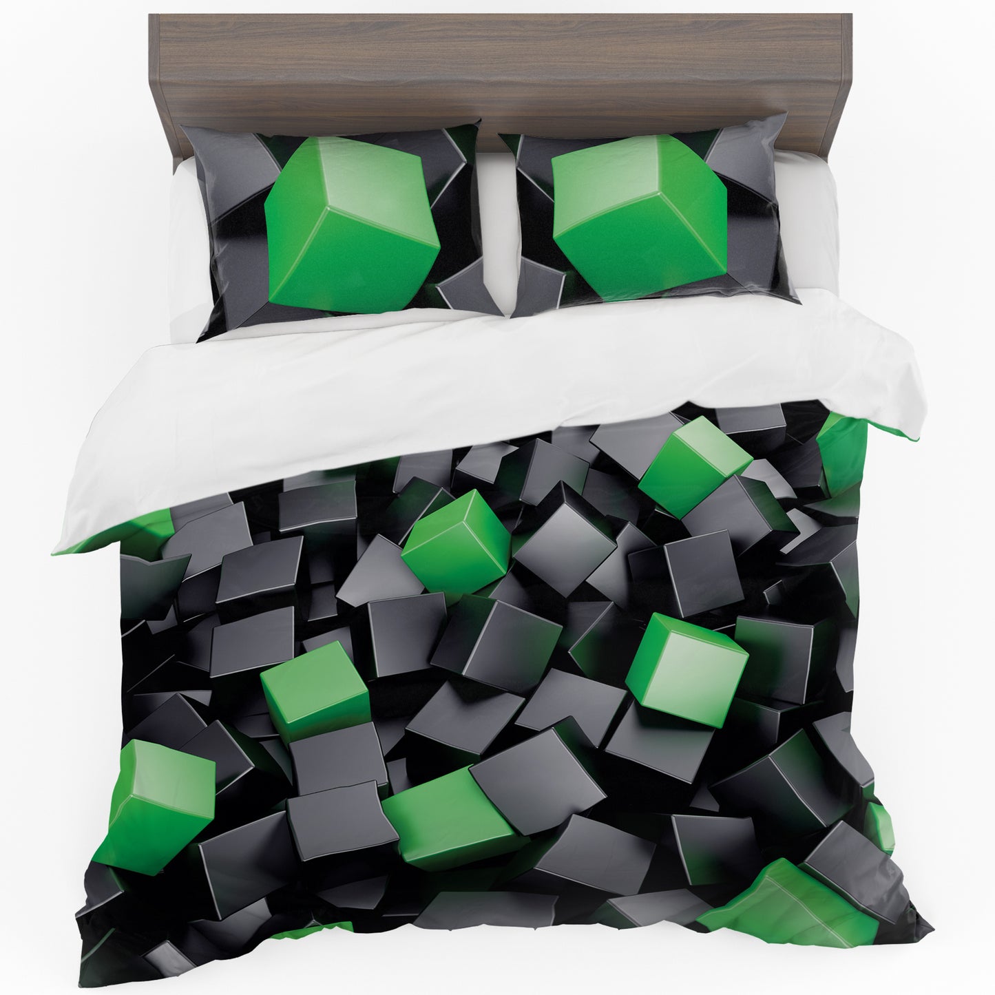 Abstract Green Cubes Duvet Cover Set