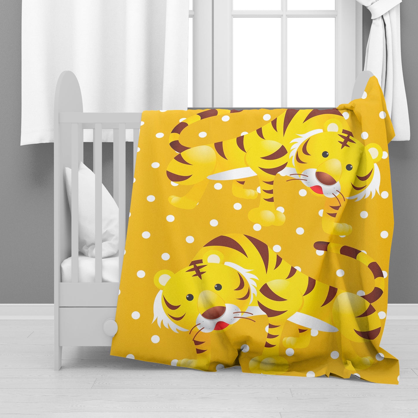 Yellow Tiger Minky Blanket By Mark van Vuuren