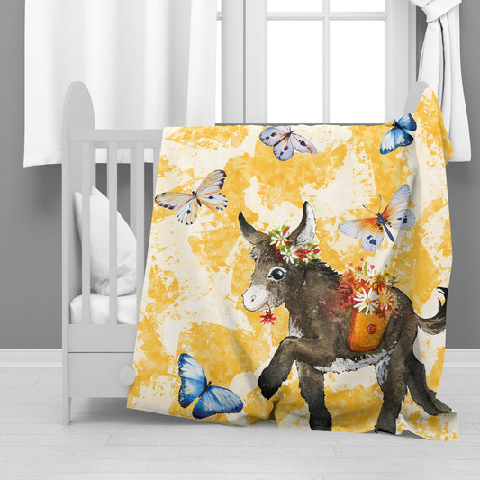 Baby Floral Donkey Minky Blanket