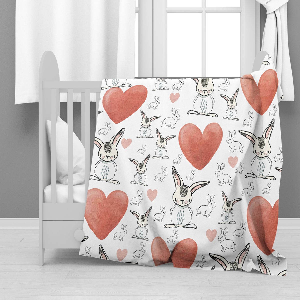 Big Heart Rabbits Minky Blanket By Mark van Vuuuren