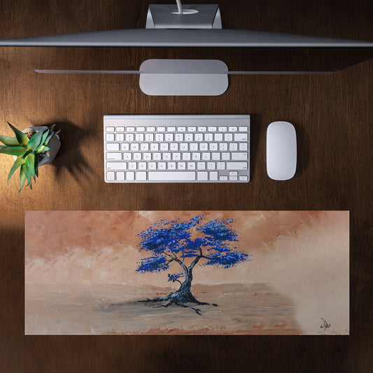 Blue Blossom Tree by Wikus Hattingh Large Desk Pad