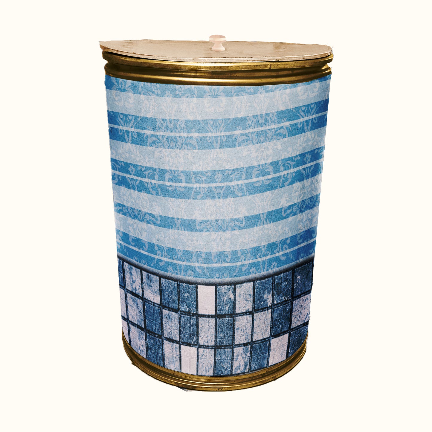 Blue Pattern Decoupage Drum Cover