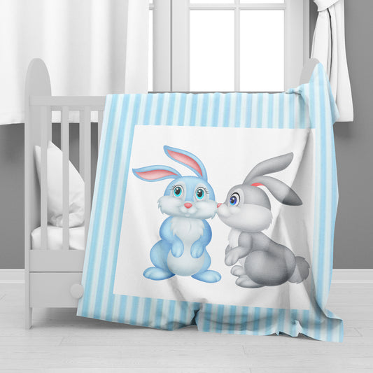 Blue Bunnies Minky Blanket