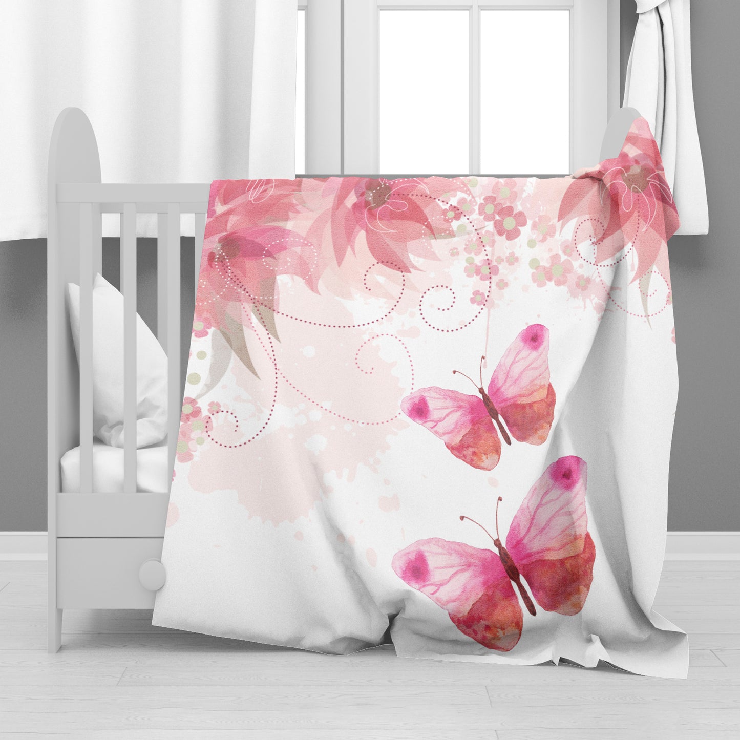 Pink Butterflies Minky Blanket