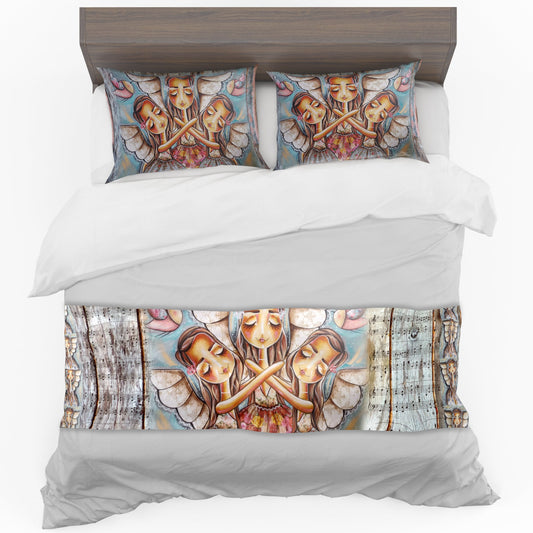 Angel Family Bed Runner and Optional Pillowcases