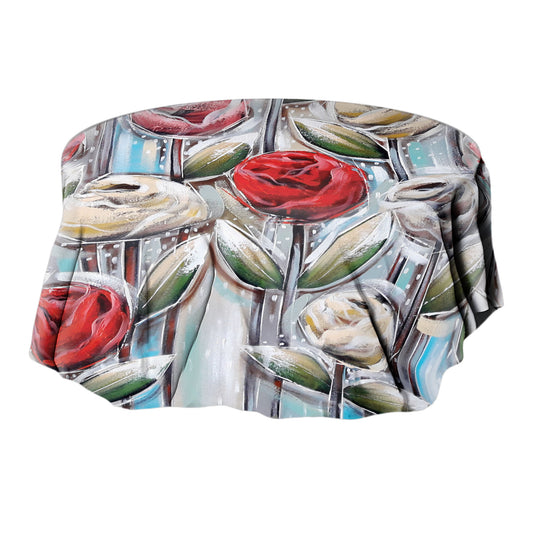 Painted Floral Round Tablecloth