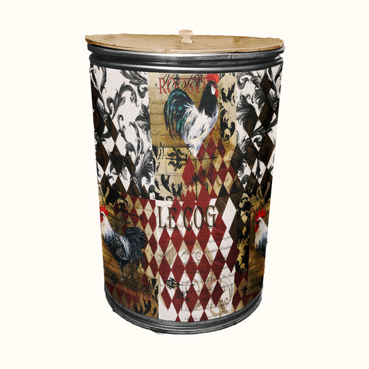 Chicken Pattern Decoupage Drum Cover