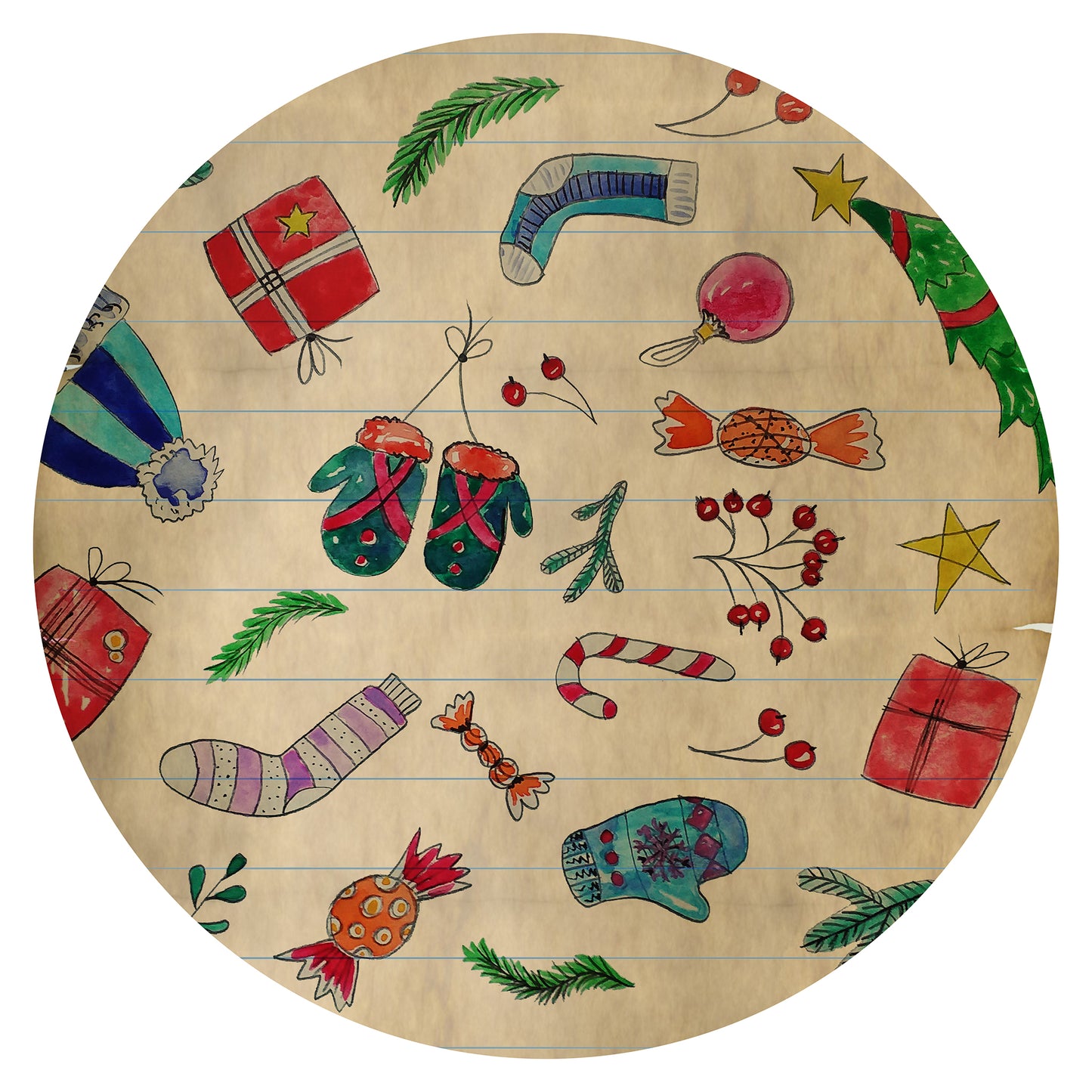 Christmas Paper Round Tablecloth