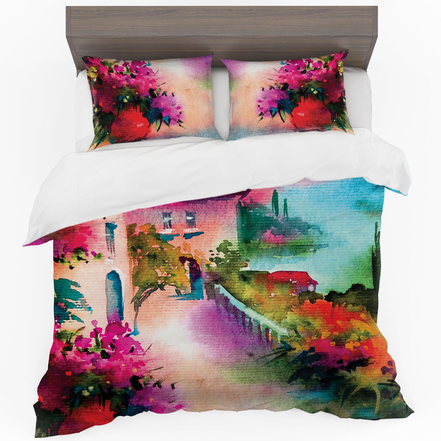 Colourful Painted Houses Duvet Cover Set