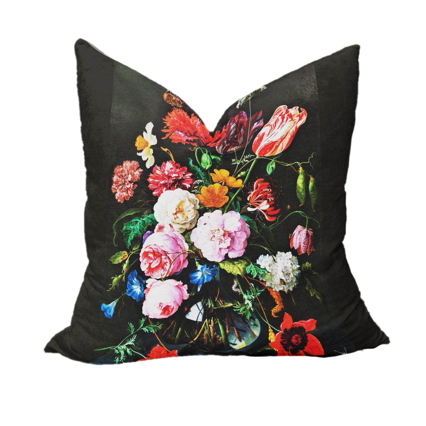 Colourful Floral on Black Luxury Scatter