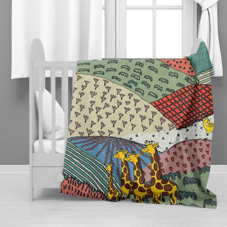 Colourful Giraffe Hills Minky Blanket By Mark van Vuuren