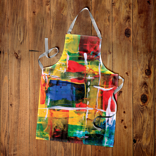 Colourful Abstract Painted Medium Length Apron