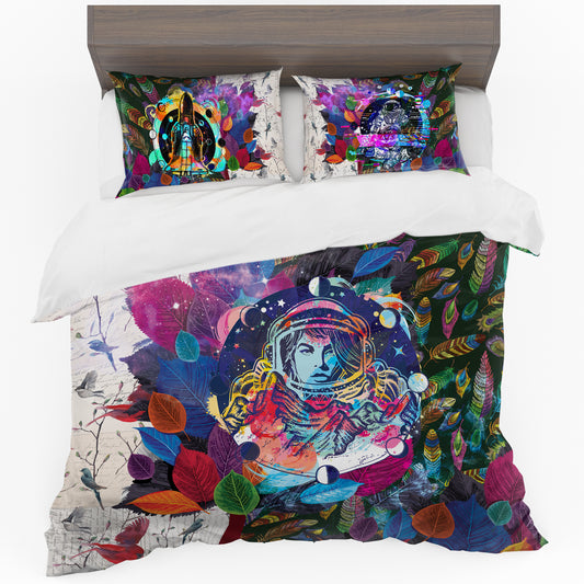 Space Leaves and Feathers Duvet Cover Set