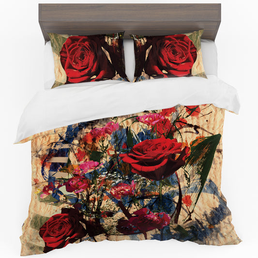 Crimson Rose Duvet Cover Set