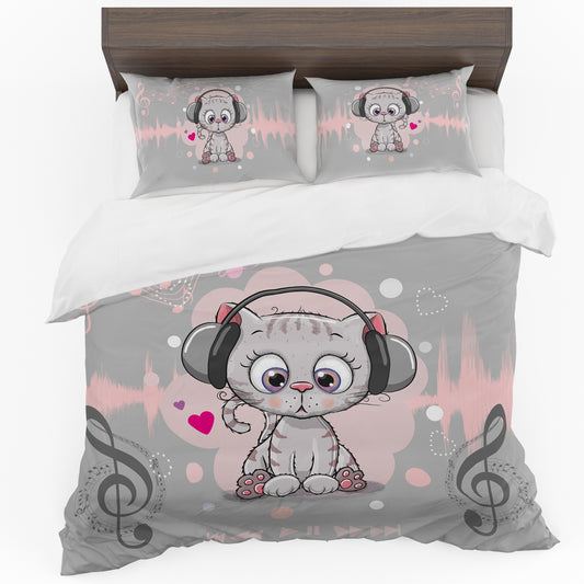 Cute Musical Kitty Duvet Cover Set