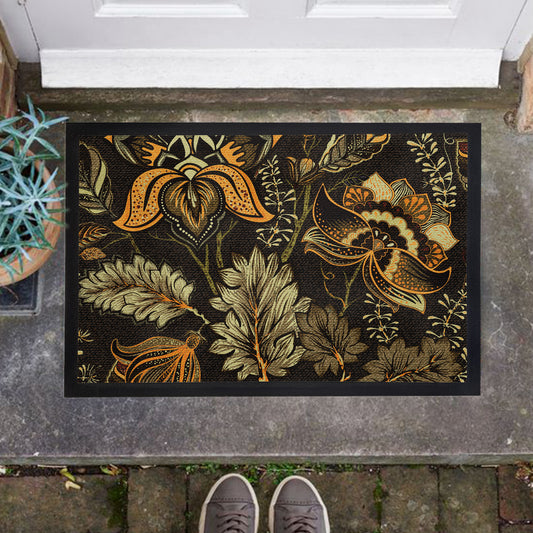 Dark Leaf Pattern Door Mat