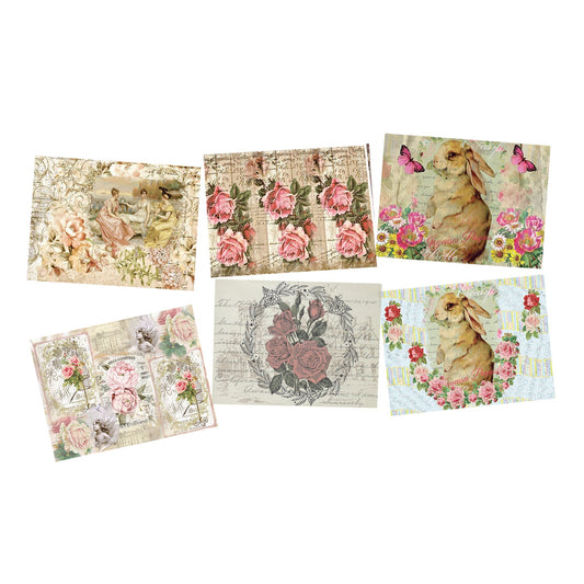 Vintage Mix of Floral & Rabbits Decoupage A4 or A5