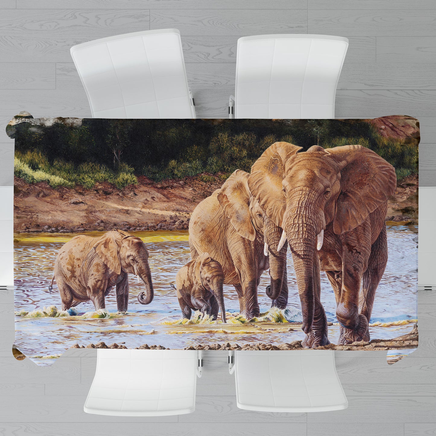 Elephants Rectangle Tablecloth By Delene Lambert