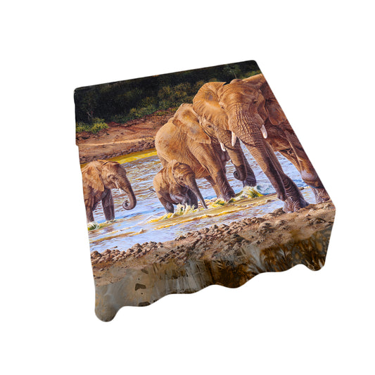Elephants Square Tablecloth By Delene Lambert