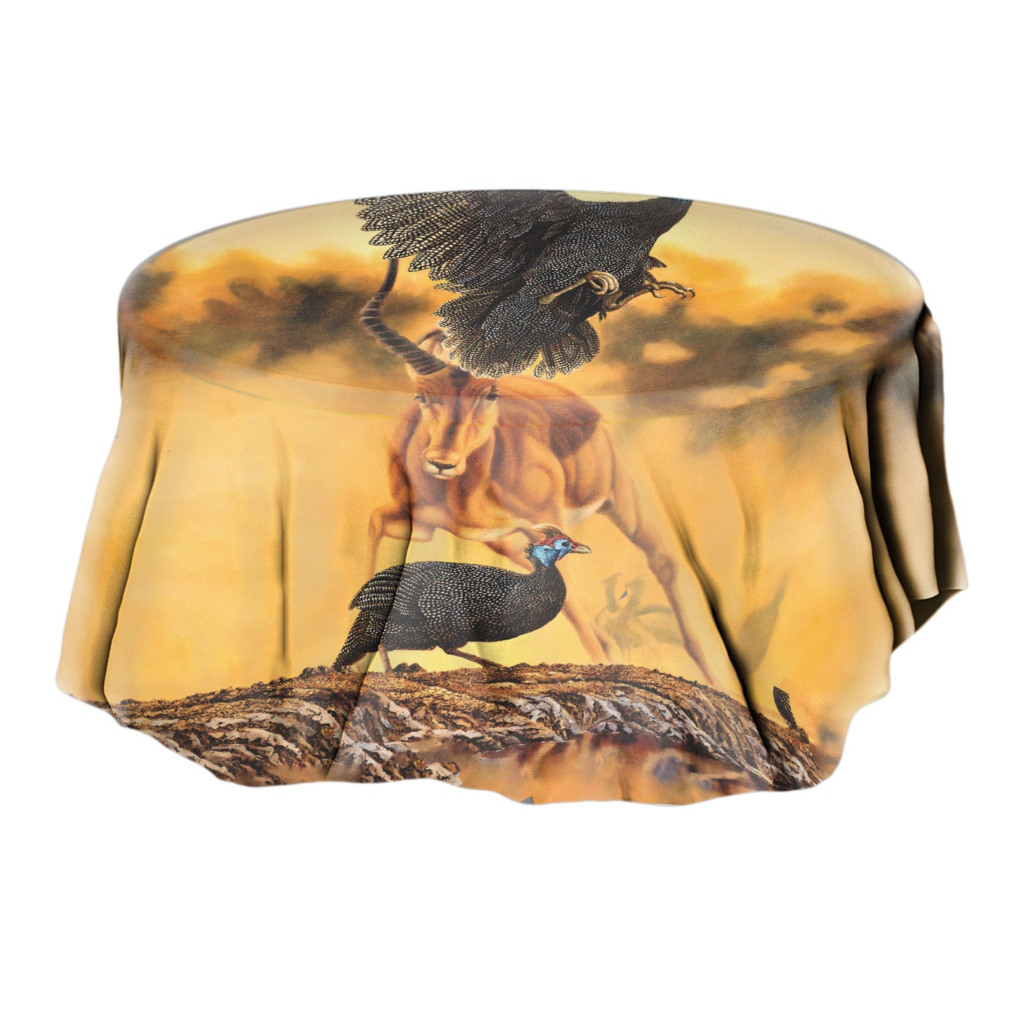 Guineafowls Round Tablecloth by Delene Lambert