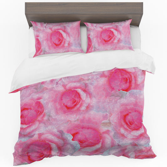 Delicate Pastel Pink Rose Duvet Cover Set