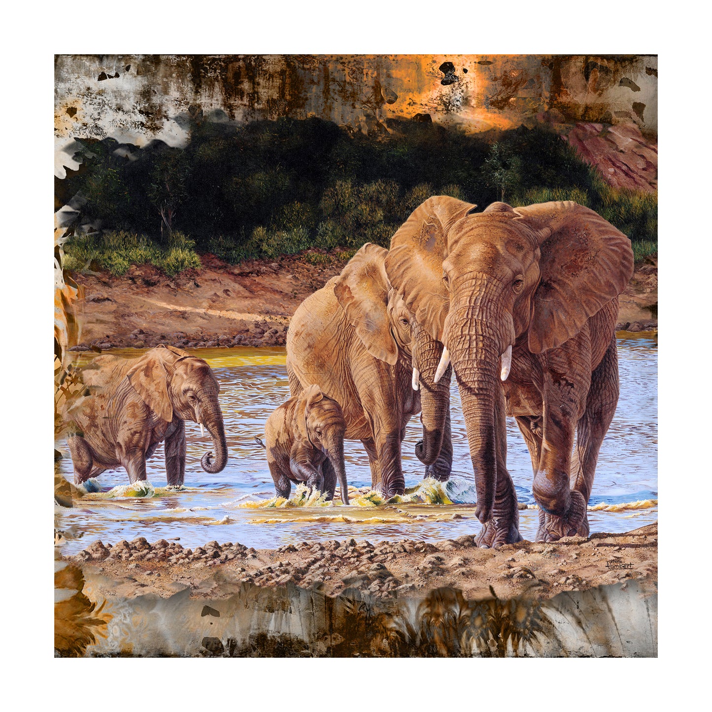 Decoupage Tear Resistant Transfers - Elephants 1m x 1m By Delene Lambert