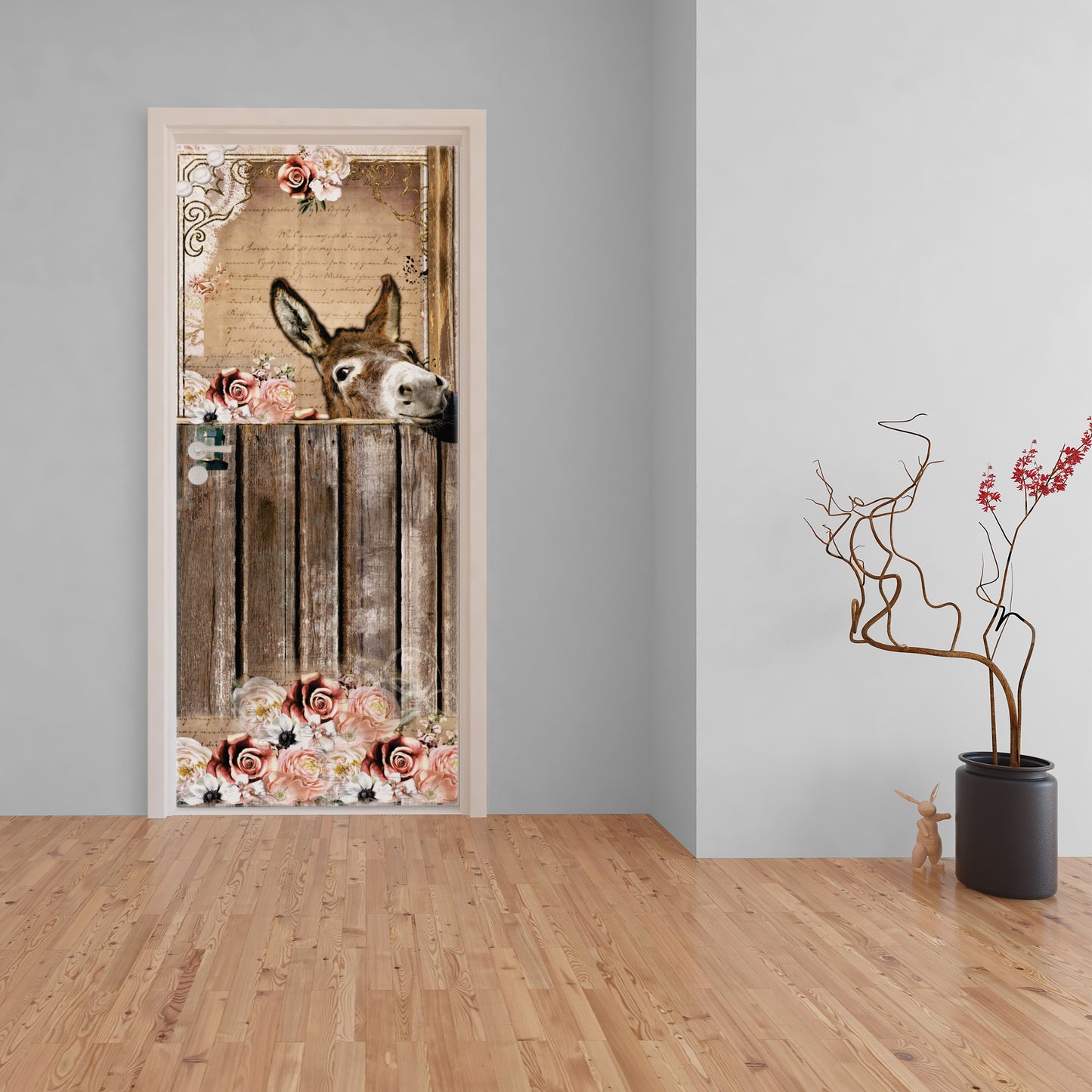 Floral Donkey Decoupage 800mm x 2000mm (Door)
