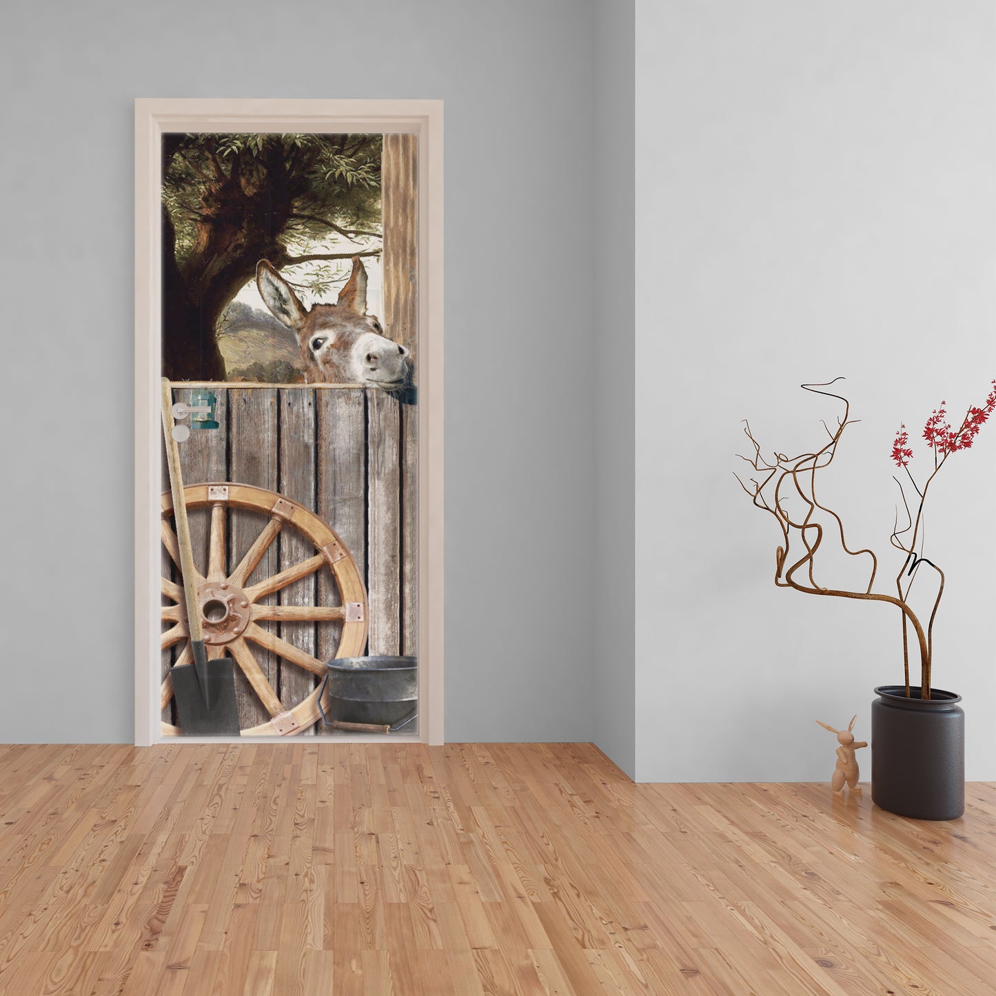 Donkey & Wagon Wheel Decoupage 800mm x 2000mm (Door)