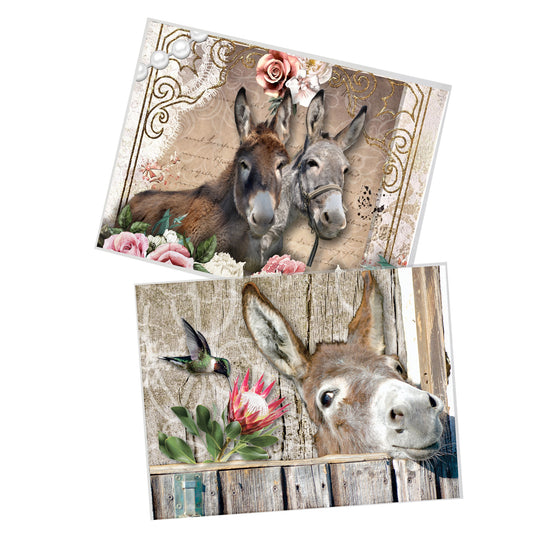 Donkeys Decoupage 800mm x 600mm