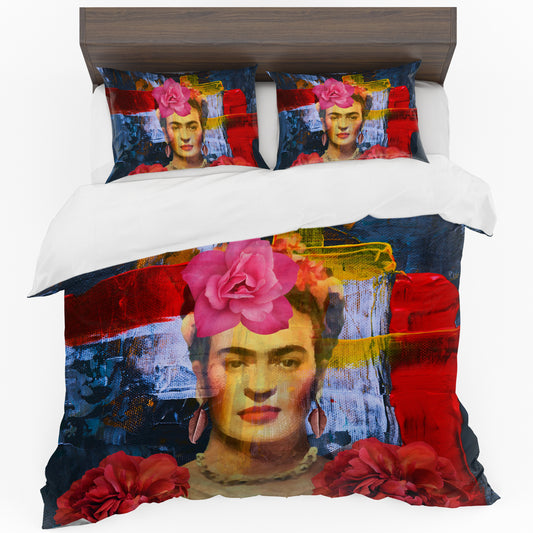 Frida Kahlo on Blue Duvet Cover Set By Mark Van Vuuren