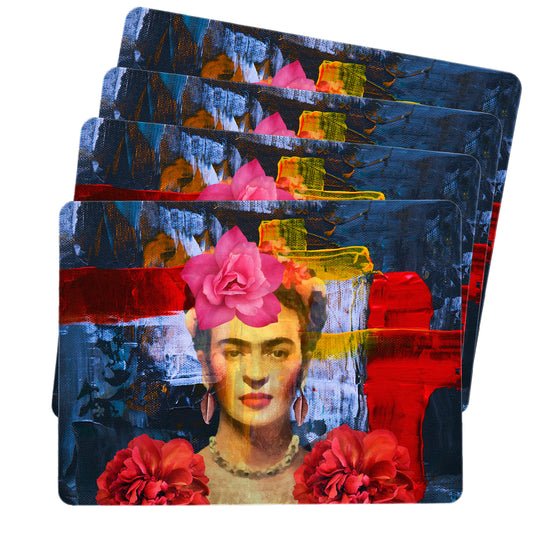 Frida Kahlo On Blue Placemats By Mark Van Vuuren