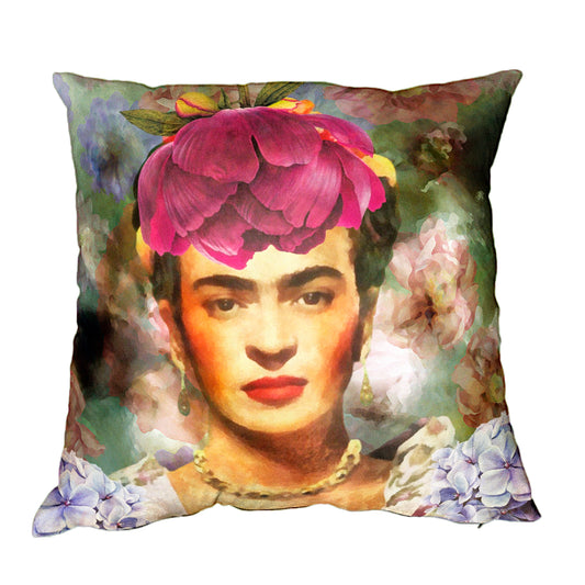 Frida Kahlo Pink Floral on Green Luxury Scatter By Mark Van Vuuren