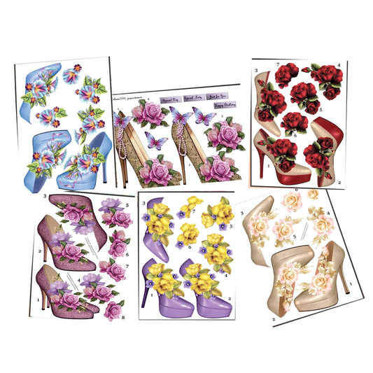 Floral High Heel Decoupage A4 or A5