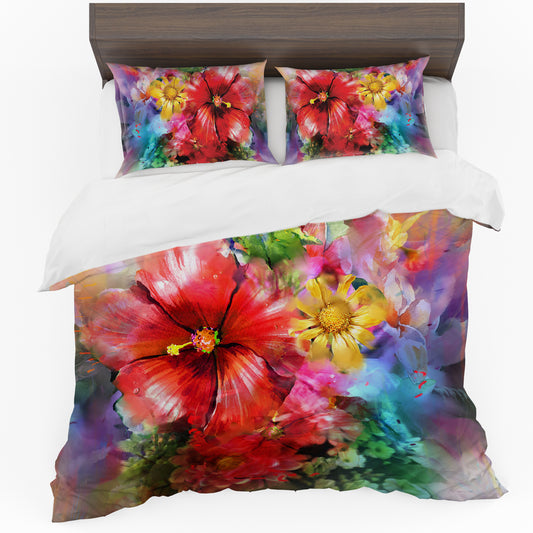 Faded Mix of Flowers Duvet Cover Set