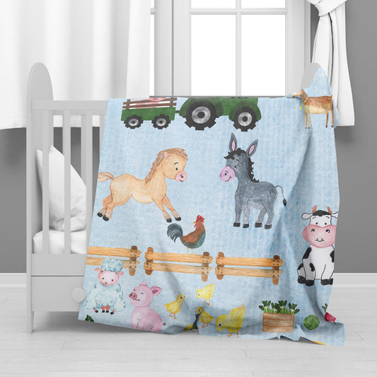 Farm Animals Minky Blanket