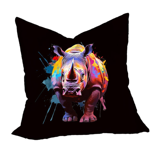 Bright Rhino On Black Luxury Scatter