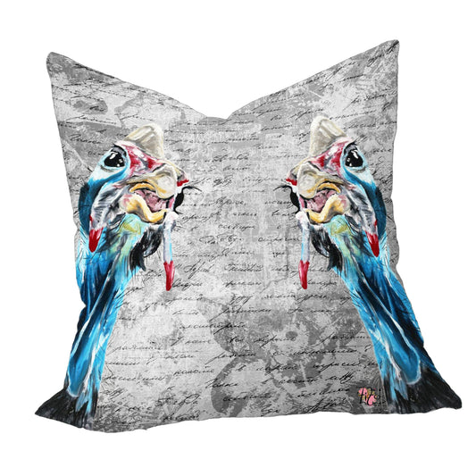 Goofy Guineafowl on Grey Letters Luxury Scatter By Fifo