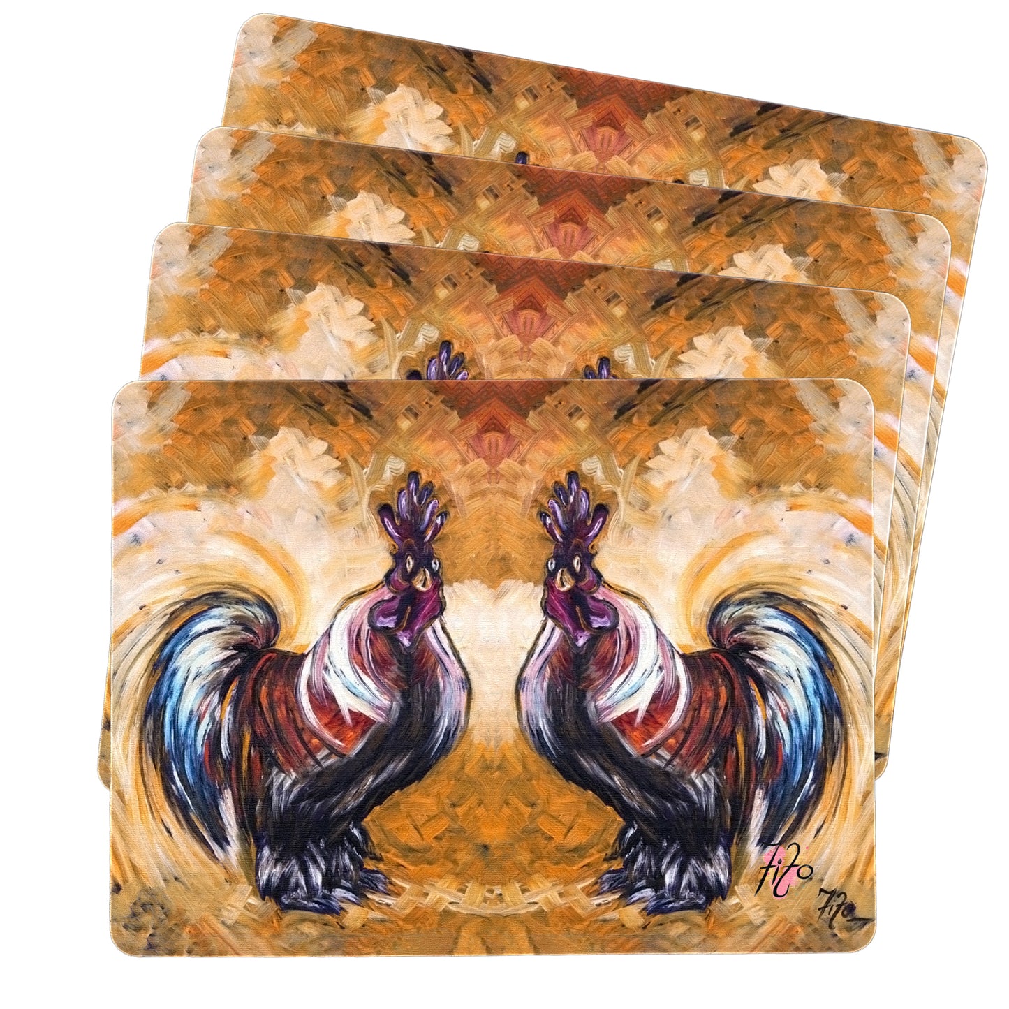 Twin Bantam Roosters Placemats by Fifo