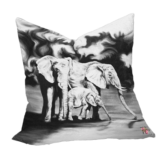 Dream Elephants Black and White Luxury Scatter by Fifo