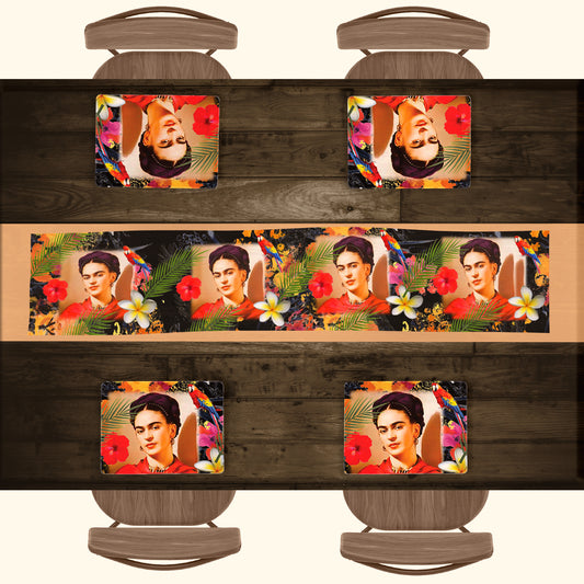 Frida and Tropical Leaves Runner and Placemats Combo