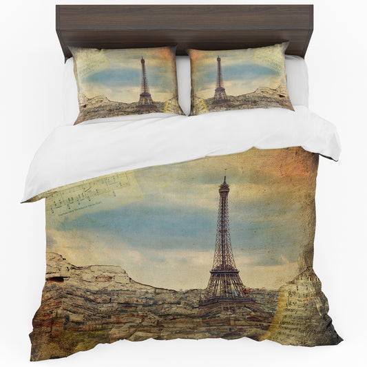 Vintage Eiffel Duvet Cover Set