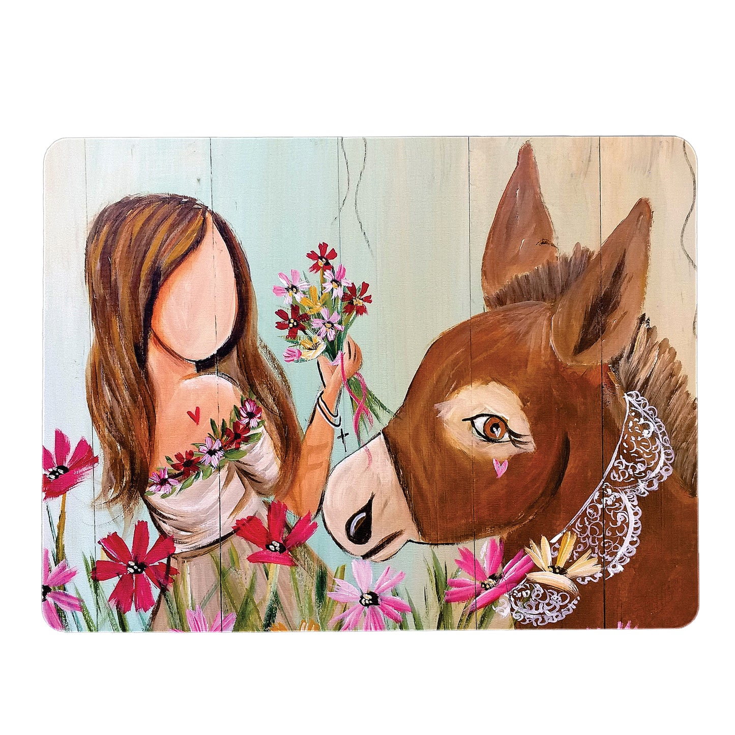 Girl & Donkey Mouse Pad by Lanie's Art