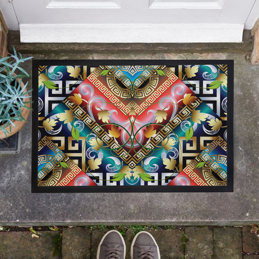Golden Greek Leaf Pattern Door Mat