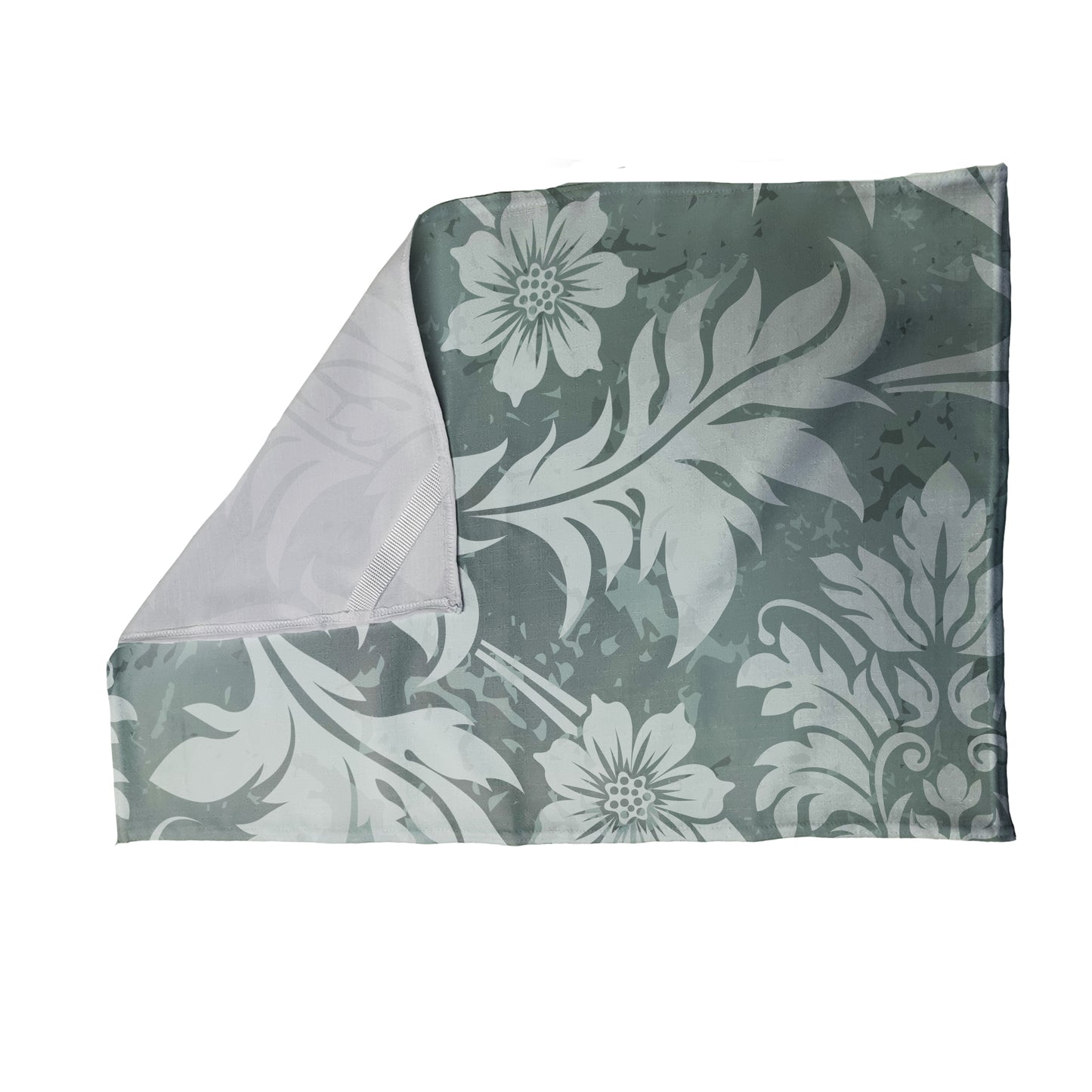 Grey and White Leaf Pattern Tea Towel