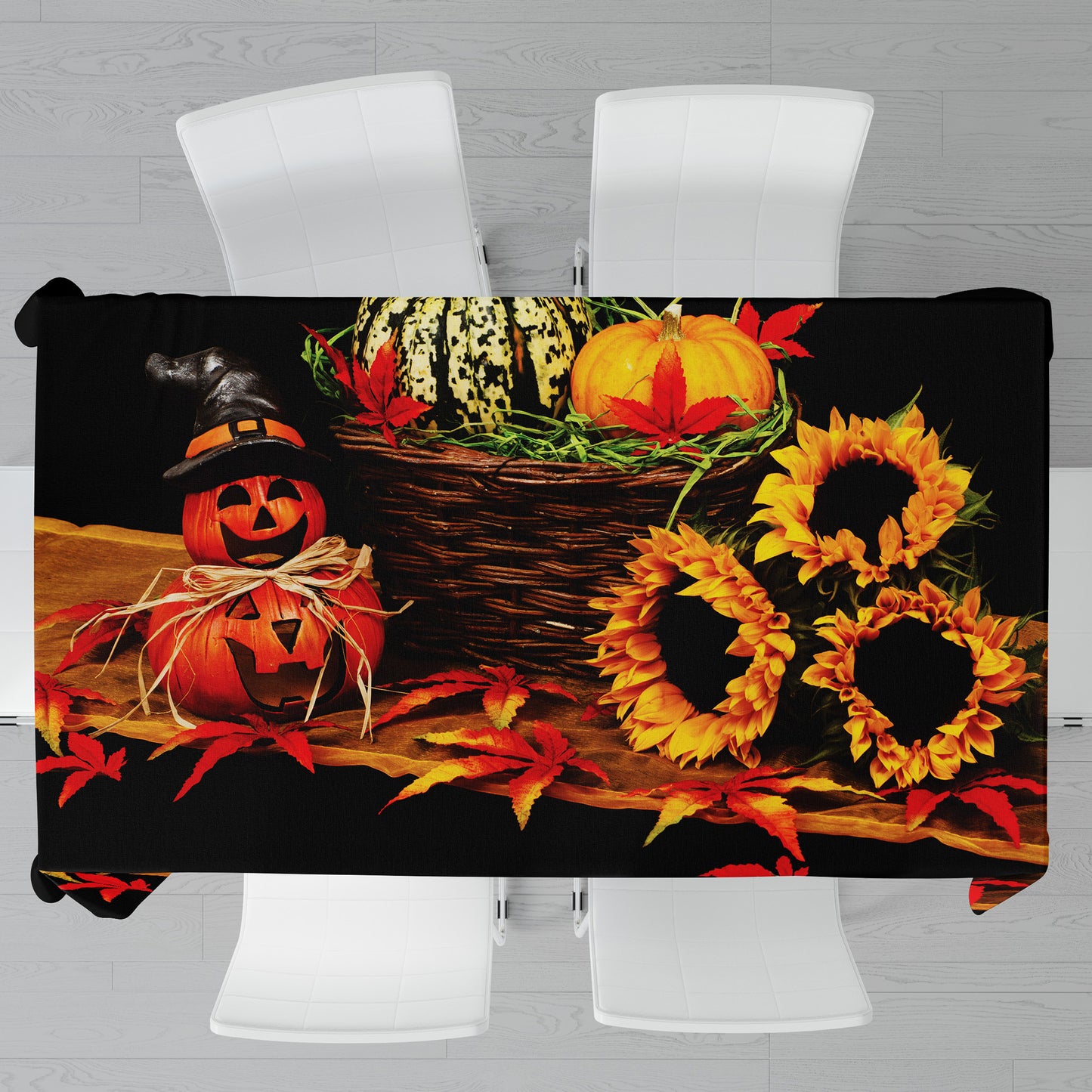 Halloween Sunflower Rectangle Tablecloth