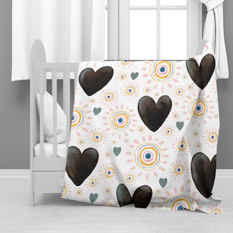 Heart & Sun Pattern Minky Blanket By Mark van Vuuren