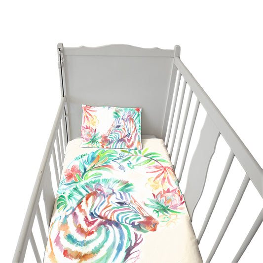 Colourful Zebra Cot Duvet Set By Kristin Van Lieshout